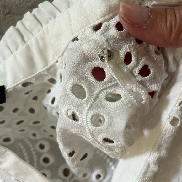 Boston Proper 100% Cotton White Eyelet Tiered Ruffle Dress Size Large Clean Girl - Picture 9 of 11